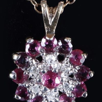 RUBY DIAMOND 12K GOLD FILLED LADIES NECKLACE