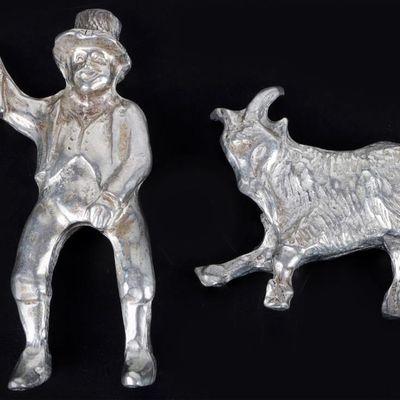 H.C ANDERSON PEWTER MAN AND GOAT FIGURINES