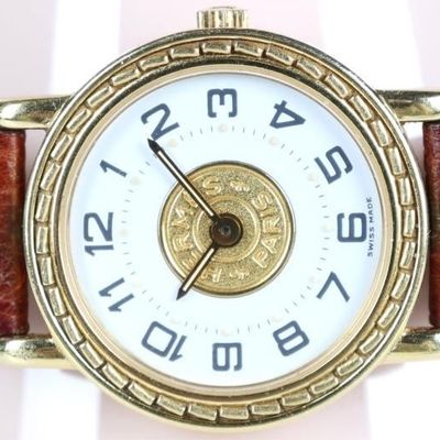 HERMES SELLIER LADIES WRIST WATCH QUARTZ LEATHER
