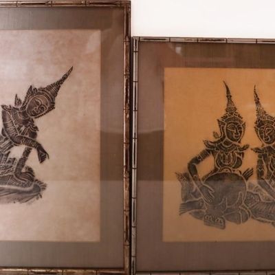 ORIGINAL HINDU DEITY CHARCOAL ON CLOTH ARTWORKS