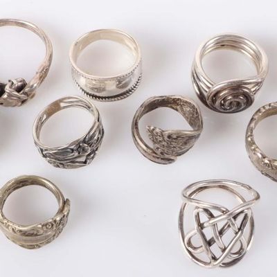 ASSORTED STERLING SILVER LADIES RINGS LOT OF 10