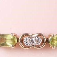 14K YELLOW GOLD LADIES BRACELET W/ SPINEL & DIAS