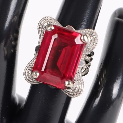 14K WHITE GOLD 18.06MM X 12.93MM RUBY LADIES RING