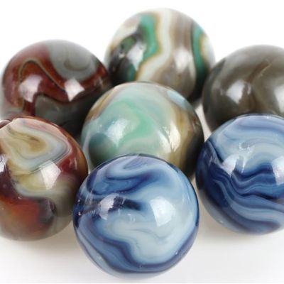 HANDMADE MULTI-COLORED AGATE MARBLES 1.0" (7)