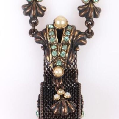 ANTIQUE RHINESTONE METAL FASHION NECKLACE
