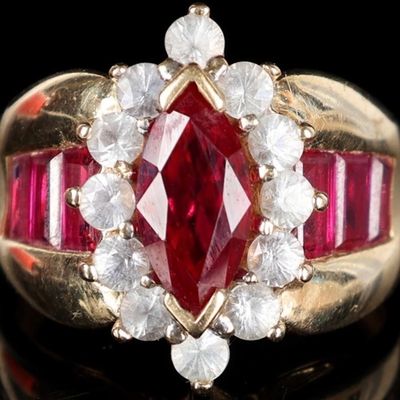 14K YELLOW GOLD LADIES RING W/ SAPPH RUBY & TOPAZ