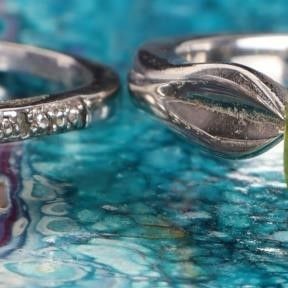 STERLING SILVER PERIDOT DIAMOND LADIES RINGS - (2)