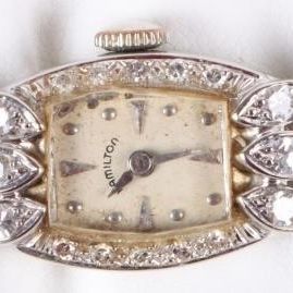 VINTAGE 14K & DIAMOND HAMILTON LADIES WRISTWATCH