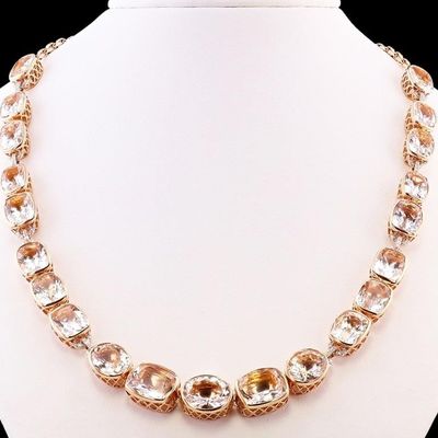 34.5CTW MORGANITE 14K ROSE GOLD LADIES NECKLACE