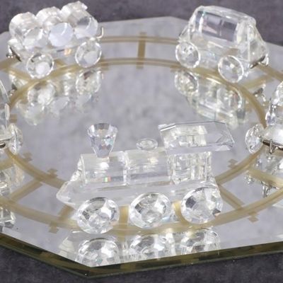 SWAROVSKI CRYSTAL LOCOMOTION TRAIN SET W/ TRACK- 6