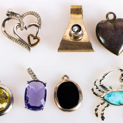 STERLING SILVER PENDANTS LOT OF SEVEN