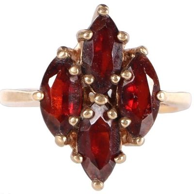 Sale Photo Thumbnail #164: 10K YELLOW GOLD LADIES RING W/ GARNET GEMSTONES