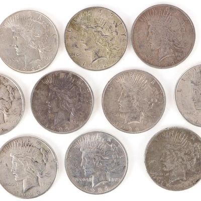 Sale Photo Thumbnail #339: 90% SILVER LIBERTY PEACE DOLLARS - (10)