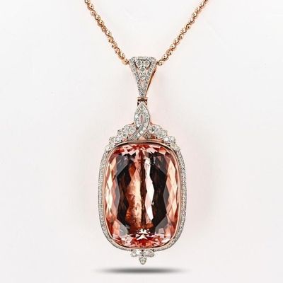 Sale Photo Thumbnail #193: 82.7CT MORGANITE BERYL14K GOLD PENDANT NECKLACE