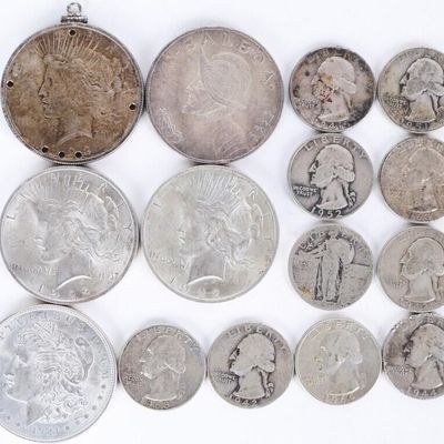 Sale Photo Thumbnail #353: 90% SILVER U.S./ PANAMA VINTAGE COINAGE - (15)