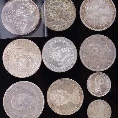 Sale Photo Thumbnail #373: ASSORTED FOREIGN SILVER COINAGE - (10)