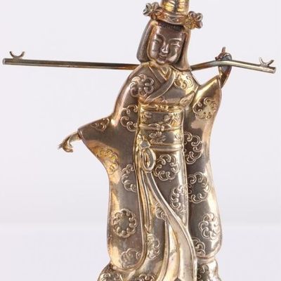 Sale Photo Thumbnail #138: ANTIQUE 950 SILVER JAPANESE WOMAN W BUCKETS SHAKER