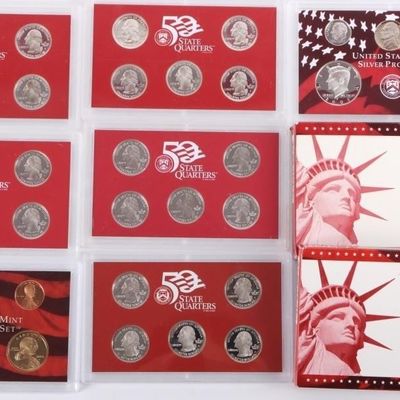Sale Photo Thumbnail #333: ASSORTED U.S. 90% SILVER PROOF SETS 2000-2004 -(5)