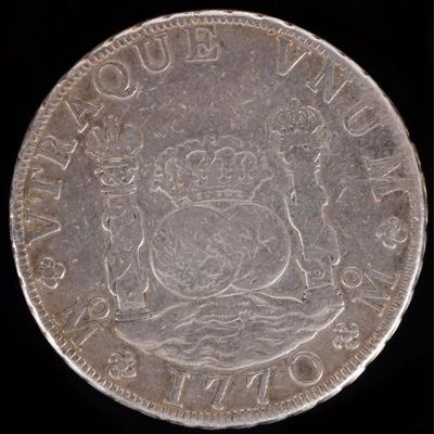 Sale Photo Thumbnail #332: 1770 MEXICO CITY 8 REALES VTRAQUE VNUM SILVER COIN