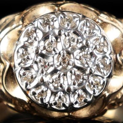 Sale Photo Thumbnail #157: 10K YELLOW GOLD DIAMOND CLUSTER LADIES RING