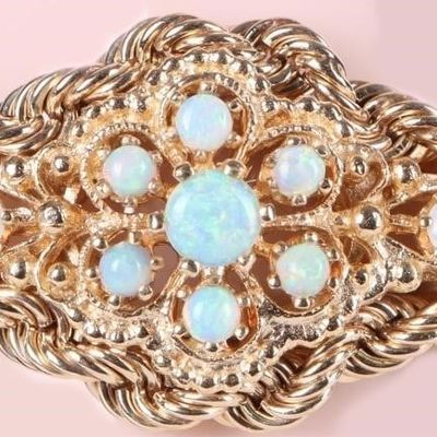 Sale Photo Thumbnail #204: 14K YELLOW GOLD OPAL CLUSTER DOUBLE ROPE BRACELET