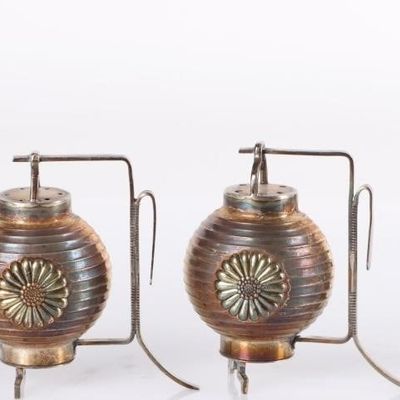 Sale Photo Thumbnail #132: ANTIQUE STERLING SILVER JAPANESE LANTERN SHAKERS-2