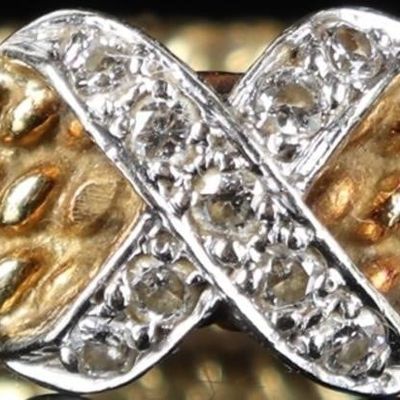 Sale Photo Thumbnail #59: 14K YELLOW GOLD TRIPLE COIL DIAMOND X LADIES RING