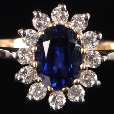 Sale Photo Thumbnail #148: 10K YELLOW GOLD SAPPHIRE DIAMOND LADIES RING