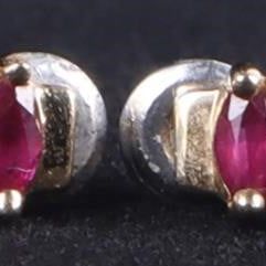 Sale Photo Thumbnail #284: 14K YELLOW GOLD RUBY DIAMOND LADIES EARRINGS