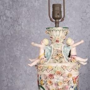 Sale Photo Thumbnail #45: VINTAGE ITALIAN CAPODIMONTE PORCELAIN TABLE LAMP