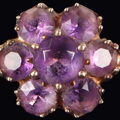 Sale Photo Thumbnail #141: 10K YELLOW GOLD AMETHYST CLUSTER LADIES RING