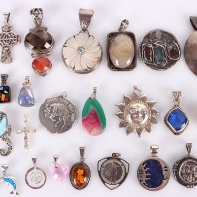 Sale Photo Thumbnail #21: ASSORTED STERLING SILVER LADIES PENDANT LOT OF 28