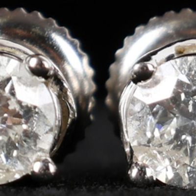 Sale Photo Thumbnail #301: 14K WHITE GOLD LADIES STUD EARRINGS W/ DIAMONDS