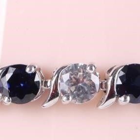 Sale Photo Thumbnail #11: 13.5CT SAPPHIRE & WHITE TOPAZ TENNIS BRACELET