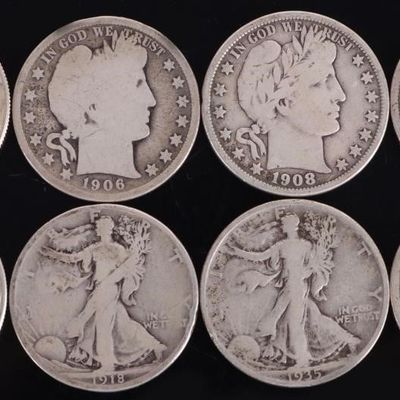 Sale Photo Thumbnail #346: 90% SILVER ASSORTED U.S. HALF DOLLARS - (9)