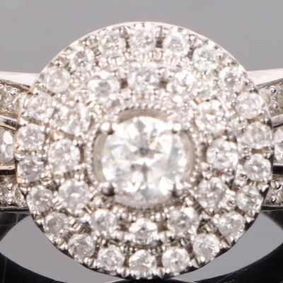 Sale Photo Thumbnail #177: 1.25CTW NATURAL DIAMOND DOUBLE HALO ENGAGMENT RING