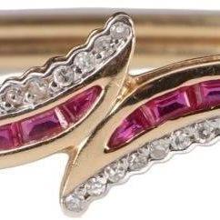 Sale Photo Thumbnail #194: 14K YELLOW GOLD RUBY DIAMOND LADIES BANGLE