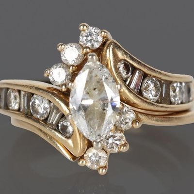 Sale Photo Thumbnail #80: 14K YELLOW GOLD ENGAGEMENT RING SET W/ DIAMONDS