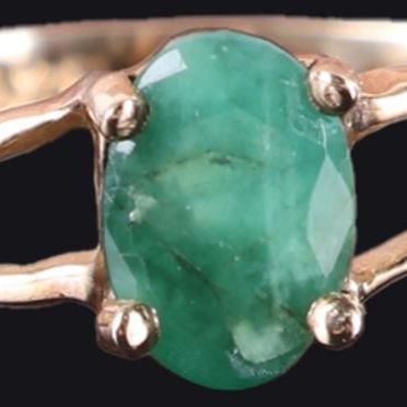 Sale Photo Thumbnail #459: DAINTY 10K YELLOW GOLD EMERALD LADIES RING