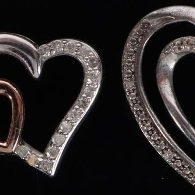 Sale Photo Thumbnail #270: 14K WHITE/ROSE GOLD LADIES HEART PENDANTS W DIA(2)