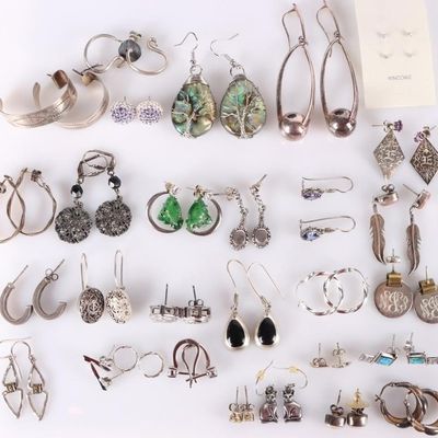 Sale Photo Thumbnail #278: STERLING SILVER ASSORTED LADIES EARRINGS (30)