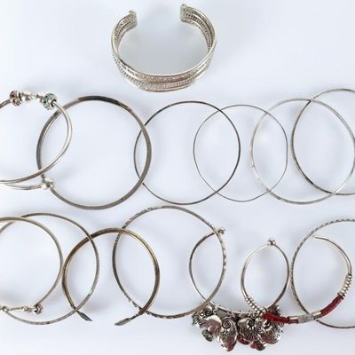 Sale Photo Thumbnail #15: STERLING SILVER LADIES BANGLE/CUFF BRACELETS (14)