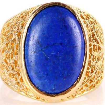 Sale Photo Thumbnail #60: 18K  GOLD FILIGREE LAPIS LAZULI  LADIES RING