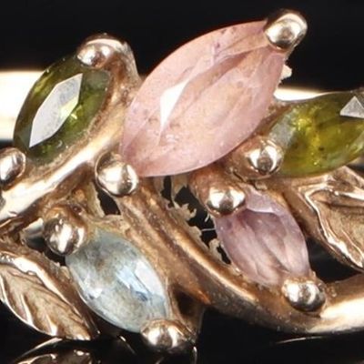 Sale Photo Thumbnail #170: 10K YELLOW GOLD LADIES RING PINK SAPPH TOPAZ SPINL