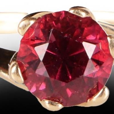Sale Photo Thumbnail #95: 14K YELLOW GOLD RHODOLITE GARNET LADIES RING