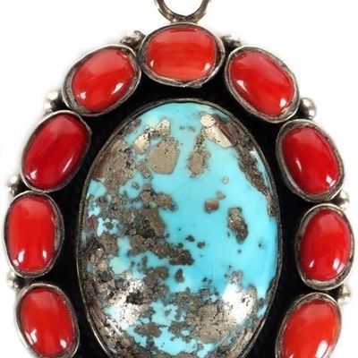 Sale Photo Thumbnail #23: SW STYLE 925 LADIES TURQUOISE & JASPER PENDANT