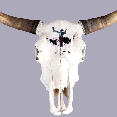 Sale Photo Thumbnail #447: GENUINE BISON SKULL PAINTED NATIVE AMERICAN MOUNT