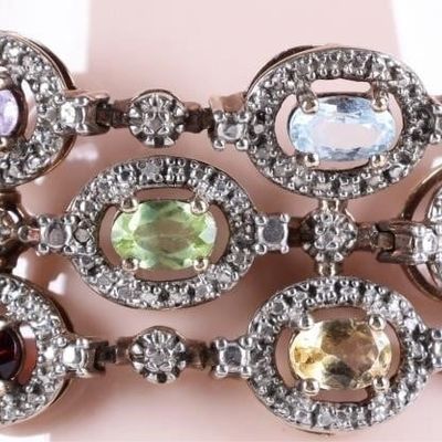 Sale Photo Thumbnail #8: VINTAGE ROSS SIMONS STERLING GEMSTONE BRACELET