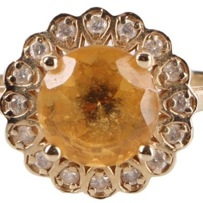 Sale Photo Thumbnail #90: 14K YELLOW GOLD LADIES RING W/ 2CT CITRINE & DIAS
