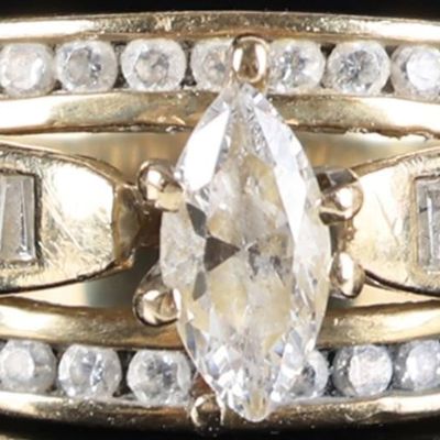 Sale Photo Thumbnail #155: 10K YELLOW GOLD LADIES TRI-BAND RING W/ DIAMONDS
